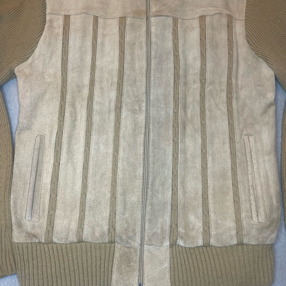 VINTAGE Suede Panel Leather Coat jacket M Rockabilly Retro 70s 80s Oakton Ltd - Picture 3 of 10